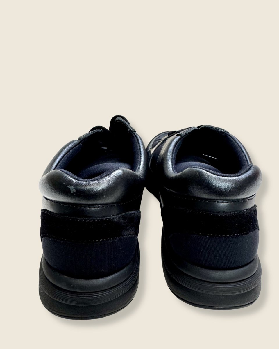 Chanel - Black Suede And Leather CC Low Top Sneakers - Preloved Pieces