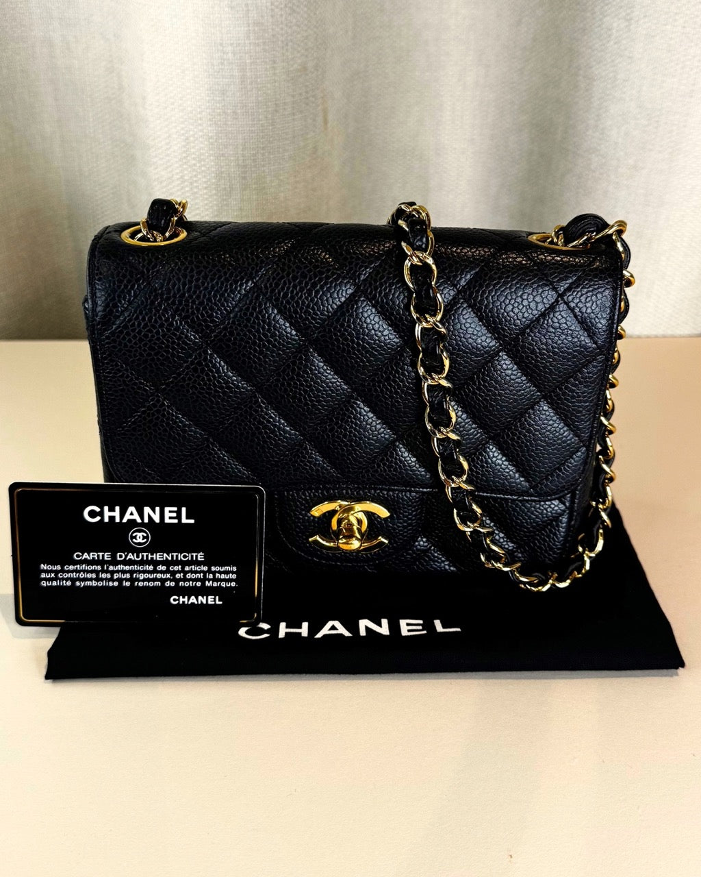 Chanel Mini Flap Bag Square Black Caviar