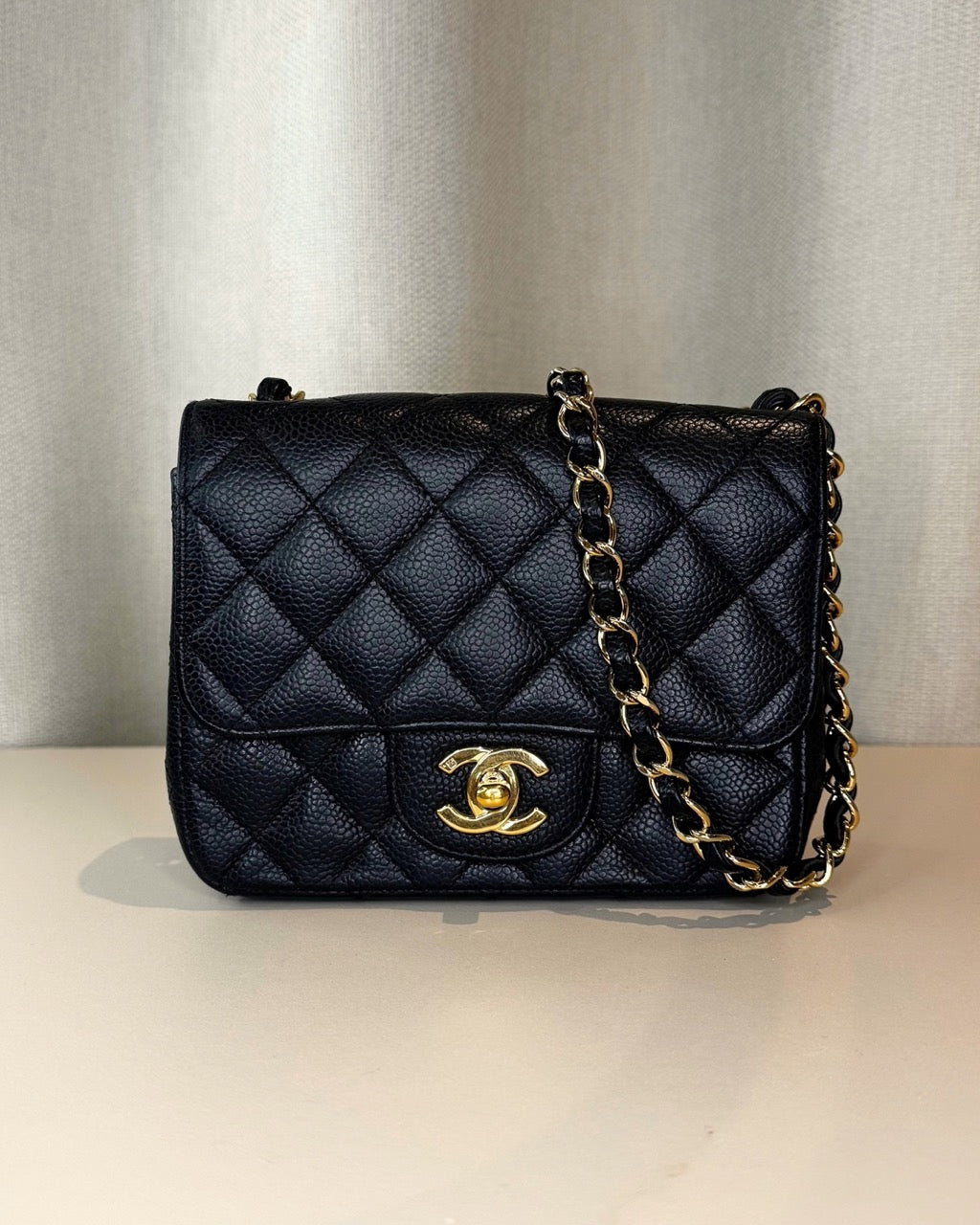 Chanel Mini Flap Bag Square Black Caviar