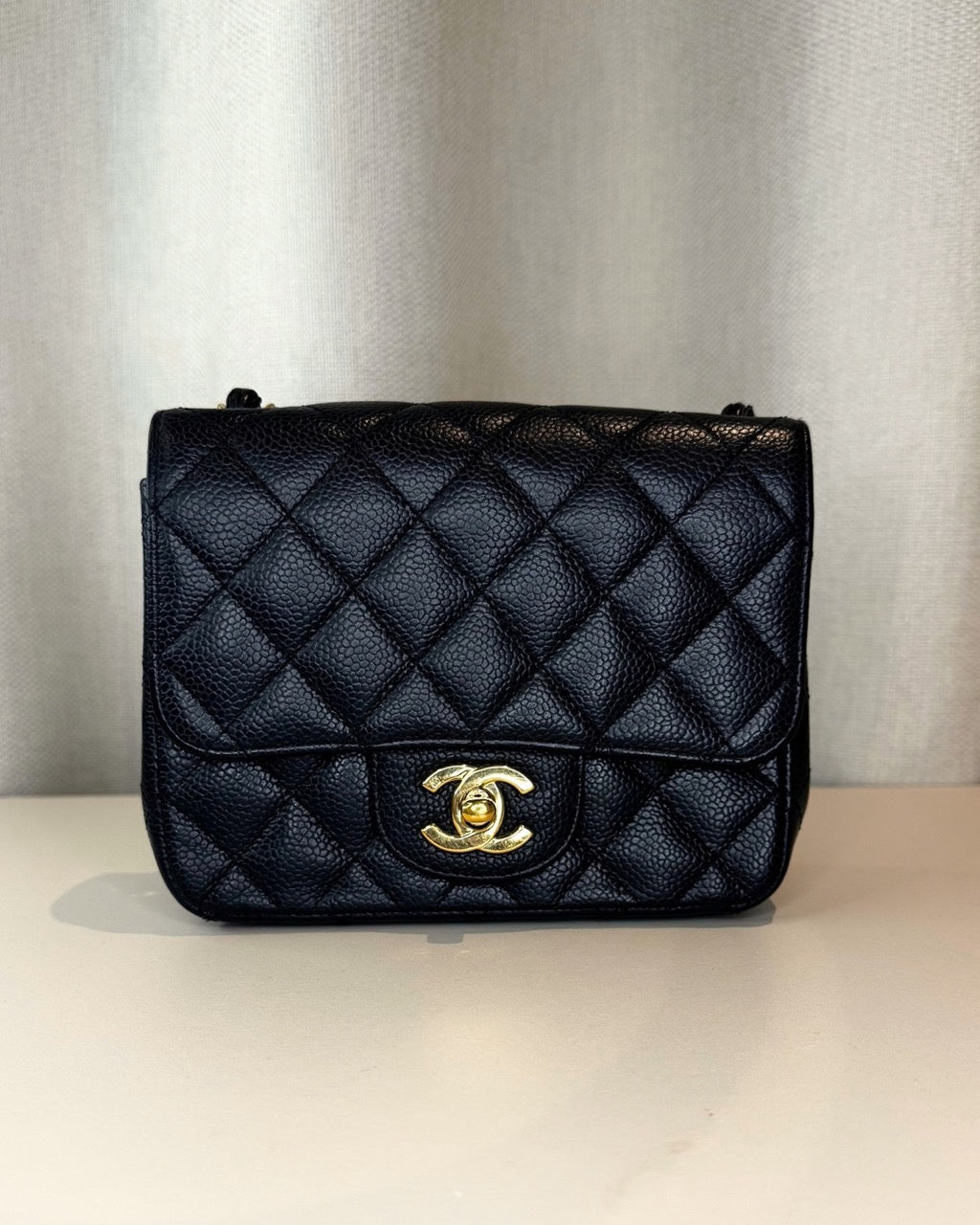 Chanel Mini Flap Bag Square Noire Caviar