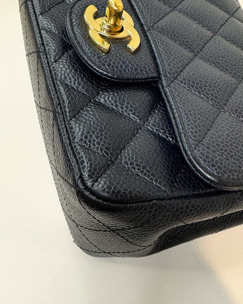 Chanel Mini Flap Bag Square Noire Caviar