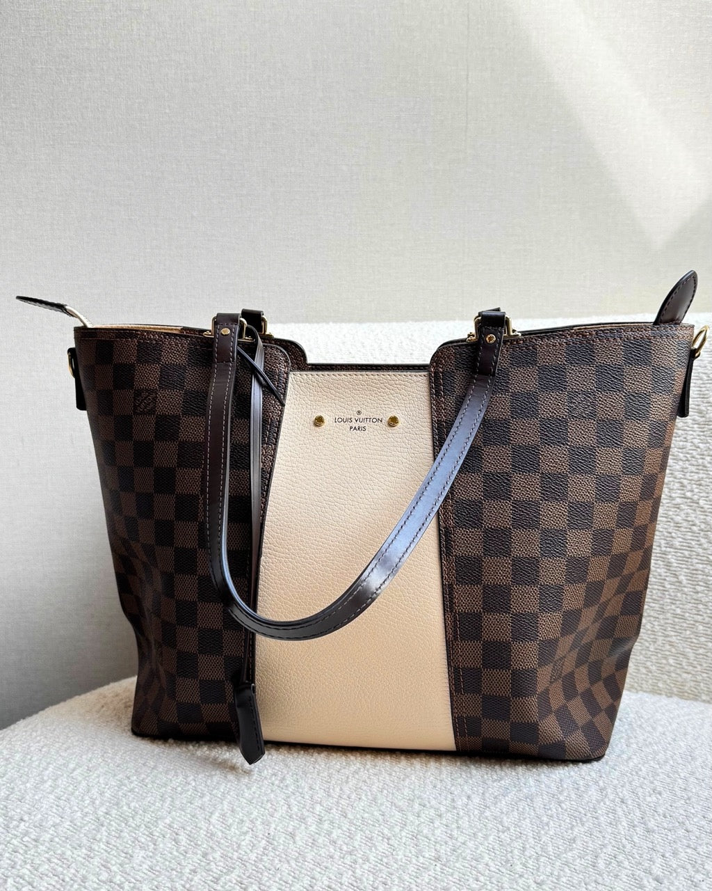 Jersey Tote Bag Damier Ebene Cream